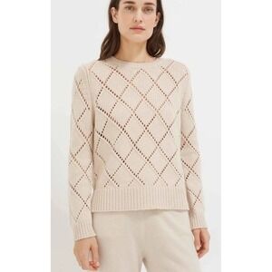 CHINTI + PARKER Bone‎ Diamond Ajour Wool-Cashmere Sweater Size XS